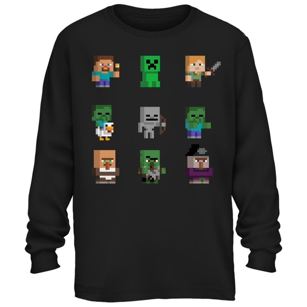 New! Minecraft Characters Long Sleeve T-Shirt L (14/16)